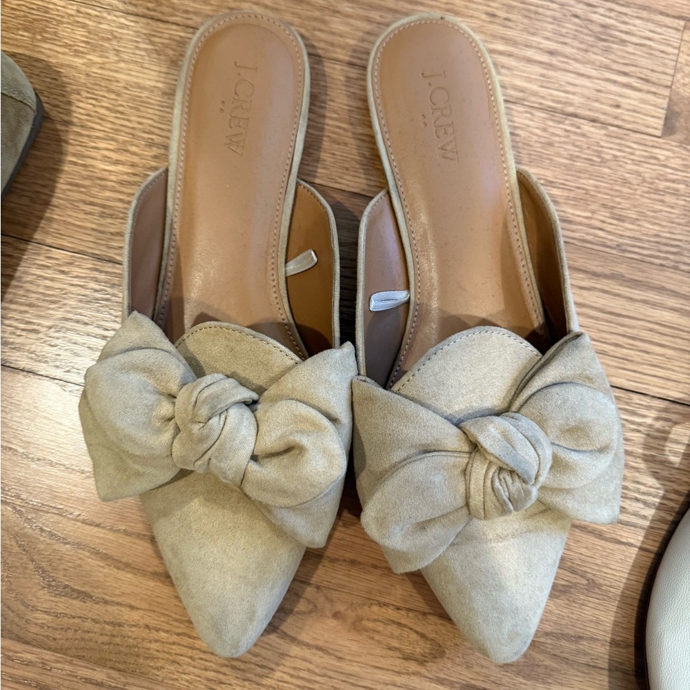 J. Crew Beige Bow Mules